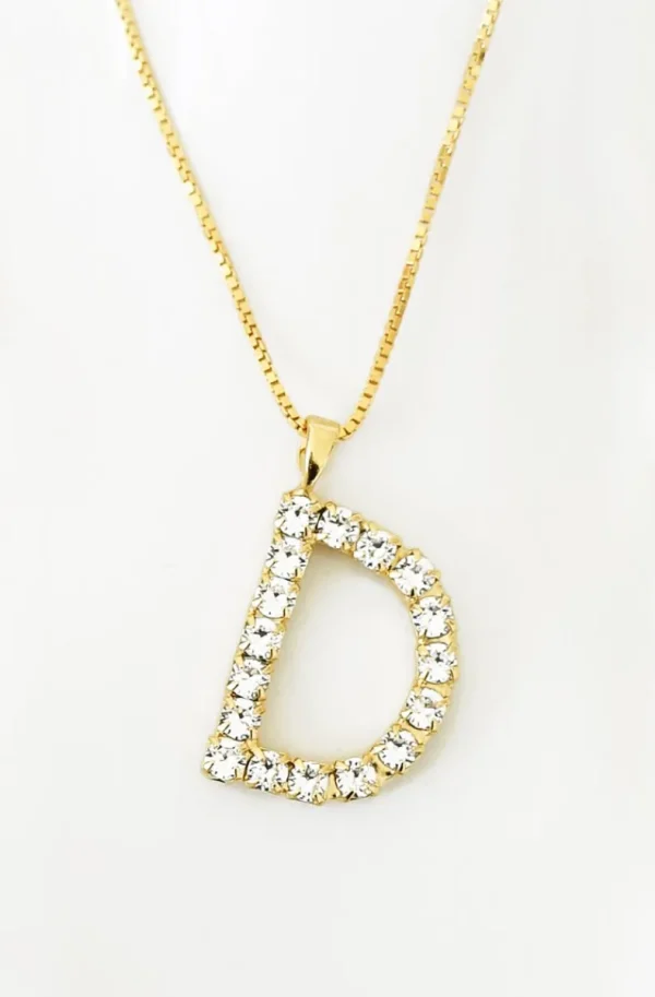 CAROLINE SVEDBOM - Letter Necklace D - Gold Crystal Hot