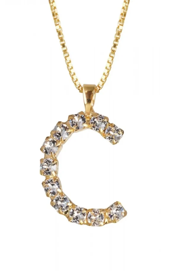 CAROLINE SVEDBOM - Letter Necklace C - Gold Crystal Outlet