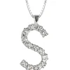 CAROLINE SVEDBOM - Letter Necklace S- Rhodium Crystal Outlet