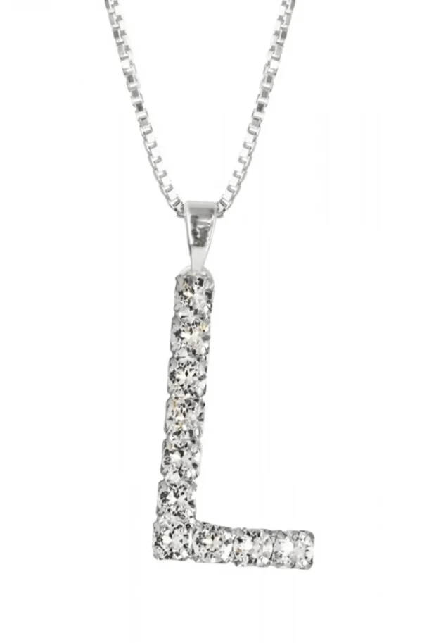 CAROLINE SVEDBOM - Letter Necklace L- Rhodium Crystal Outlet