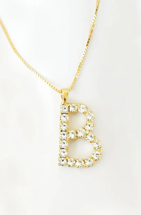 CAROLINE SVEDBOM - Letter Necklace B - Gold Crystal Sale