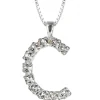 CAROLINE SVEDBOM - Letter Necklace C- Rhodium Crystal Hot