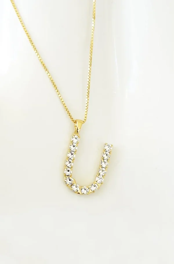 CAROLINE SVEDBOM - Letter Necklace U - Gold Crystal Best