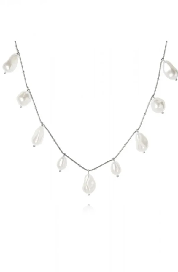 CAROLINE SVEDBOM - Olympia Necklace Rhodium Pearl Hot