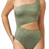 Plain Vanilla & Other Brands We Love Gottex - Luma Ivy One Shoulder Cut Out Swimsuit Khaki 23IV059 Clearance