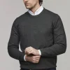 HANSEN & JACOB - 2 tone Herringbone Knit Crew neck - Dark Green 57 Sale