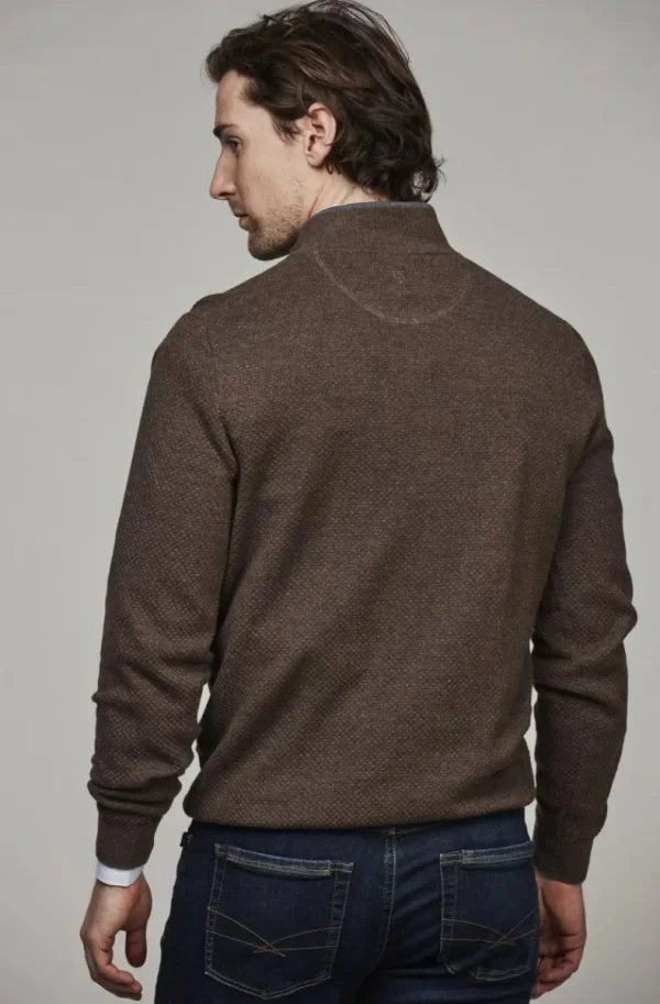 HANSEN & JACOB - Half Zip Diamond Knit - Brown 65 Online