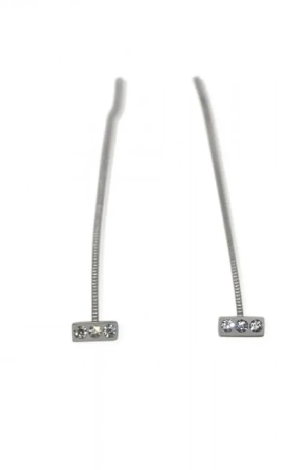 JANE & SOPHIE Jane and Sophie - Plain Crystal Earrings Silver Sale