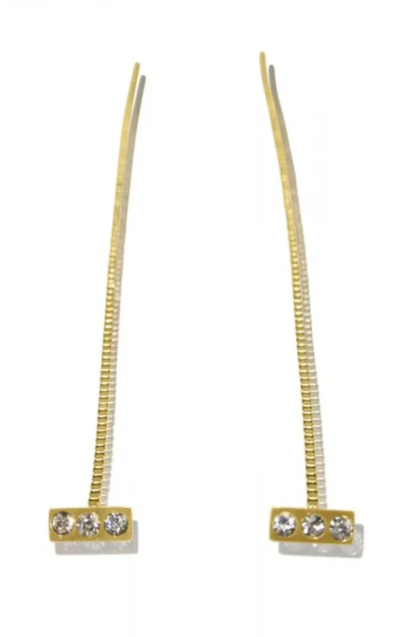 JANE & SOPHIE Jane and Sophie - Plain Crystal Earring Gold Outlet