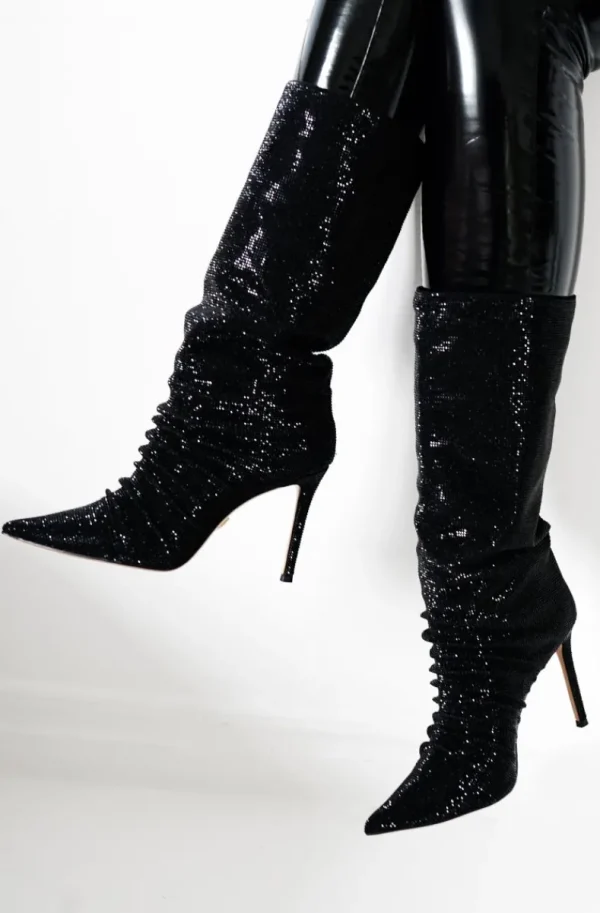 LOLACRUZ - High Glitter Boot - Black New