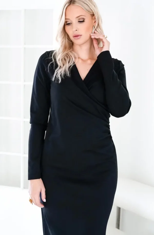 MEIMEIJ - Semi Wrap Dress MA47DS Black Clearance