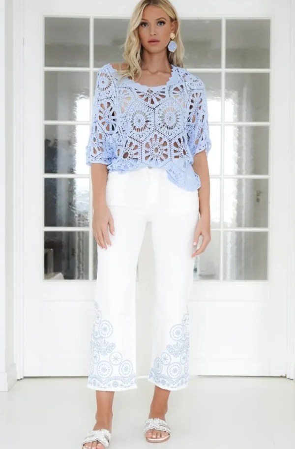 MIXED BRANDS Mixed Brand - Embroidered Jeans 4531 - White Online