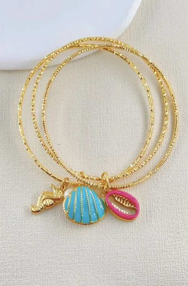 MIXED BRANDS - Bangle with charms seashells DDBR15 - gold Online