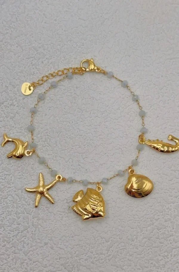 MIXED BRANDS - Bracelet with charms sea JBR314 - Gold Clearance