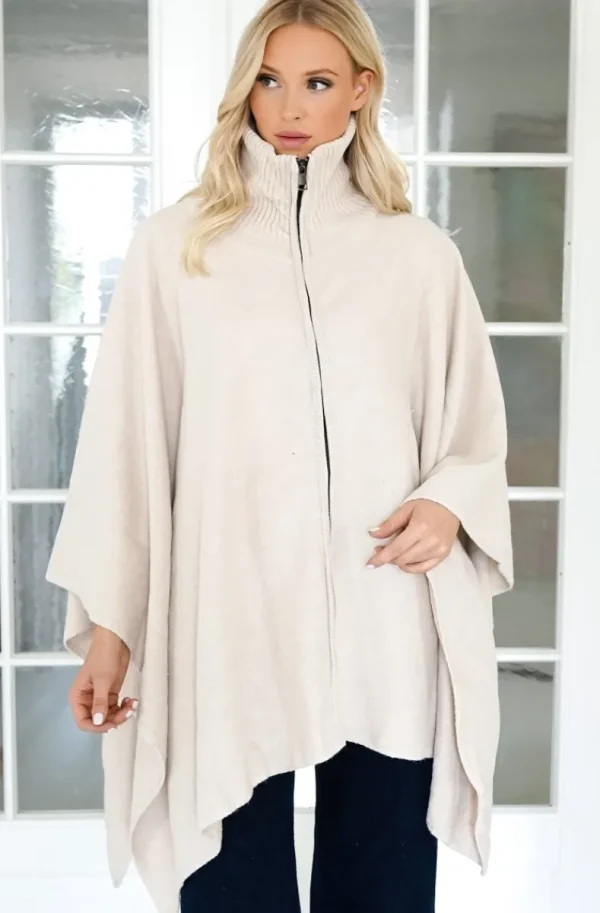 MIXED BRANDS - Cape Rollneck with zip - Ivory Clearance