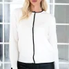 MIXED BRANDS - Cardigan with contrast 6112 - Panna Sale