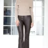 MIXED BRANDS - Coated pant Flare 6866 - Marrone Outlet