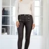 MIXED BRANDS - Coated Slim pants with buttons 2605 - Choco Best