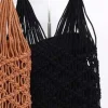 MIXED BRANDS - Cotton Crochet bag 1302 - Black Sale