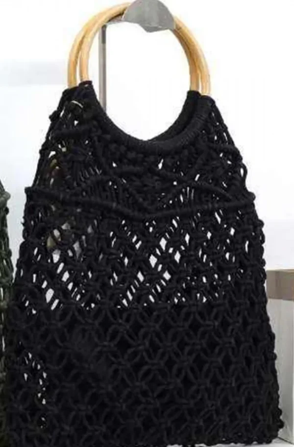 MIXED BRANDS - Crochet bag with round handle 1320 - Black Clearance