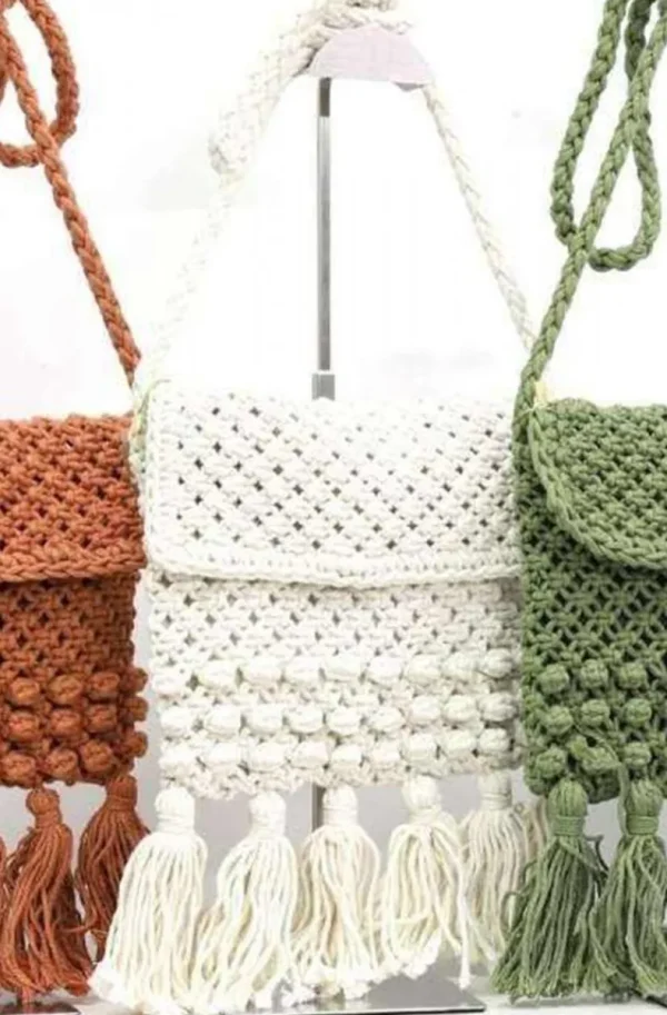 MIXED BRANDS - Crochet bag with fringes 1321 - White Best