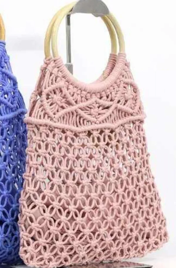 MIXED BRANDS - Crochet bag with round handle 1320 - Rose Online