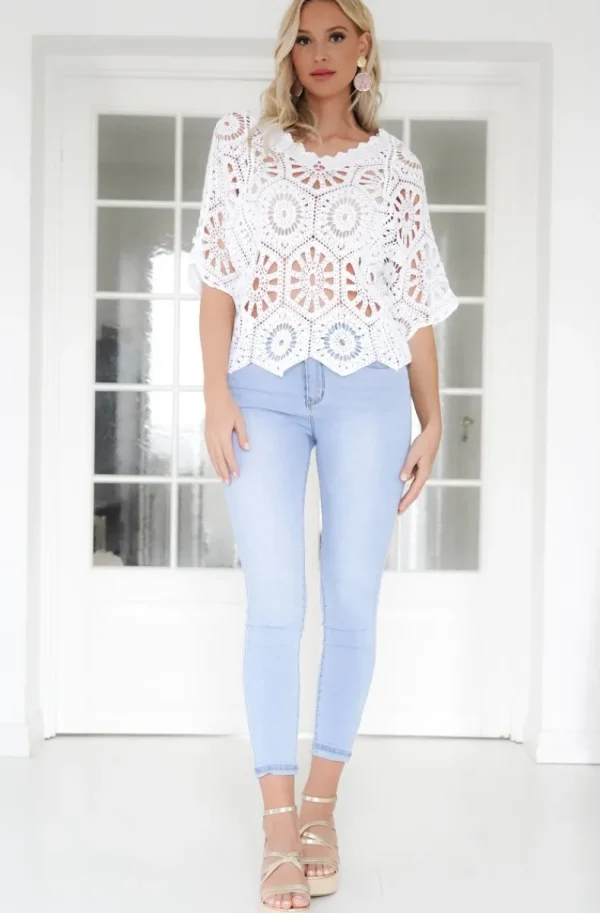 MIXED BRANDS - Crochet Top Hena 1584 - White Clearance