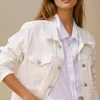 MIXED BRANDS - Denim jacket with pearl buttons DC385 - White New