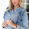 MIXED BRANDS - Denim jacket frills C16406 - Blue Discount