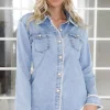 MIXED BRANDS - Denim shirt with Pearls 6035 - Blue Best