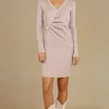 MIXED BRANDS - Dress Draped Buttons 2511 - Taupe Sale