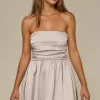 MIXED BRANDS - Dress Tube top Satin 1610 - Beige New