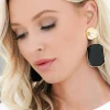 MIXED BRANDS - Earring with Stone 666-900 - Black Gold Discount