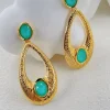 MIXED BRANDS - Earrings LLB051 - Gold Turquoise New