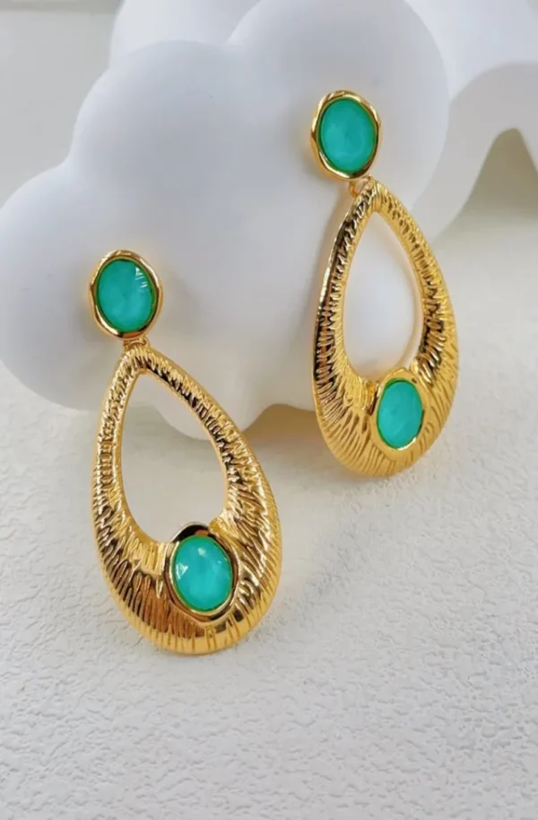 MIXED BRANDS - Earrings LLB051 - Gold Turquoise New