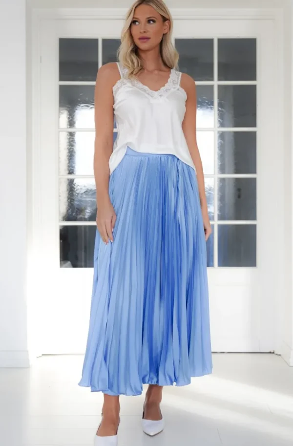 MIXED BRANDS - Elegant Maxi skirt pleated 24113 - Blue Ciel Best