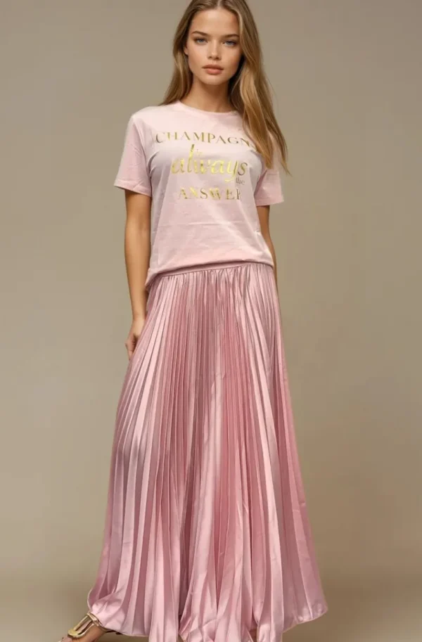 MIXED BRANDS - Elegant Maxi skirt pleated 24113 - Rose New