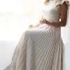 MIXED BRANDS - Elegant Maxi skirt pleated 24113 - Cream Online