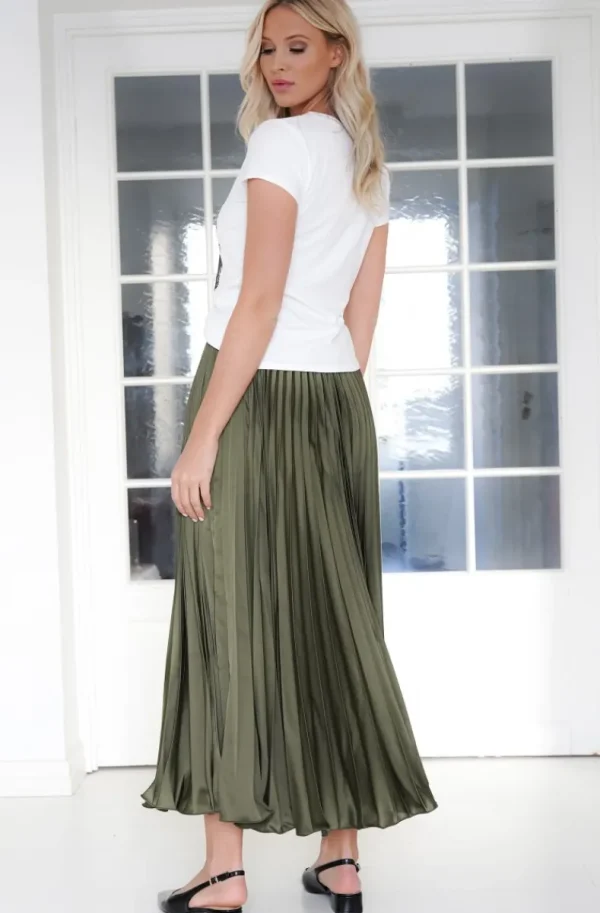 MIXED BRANDS - Elegant Maxi skirt pleated 24113 - Khaki Online