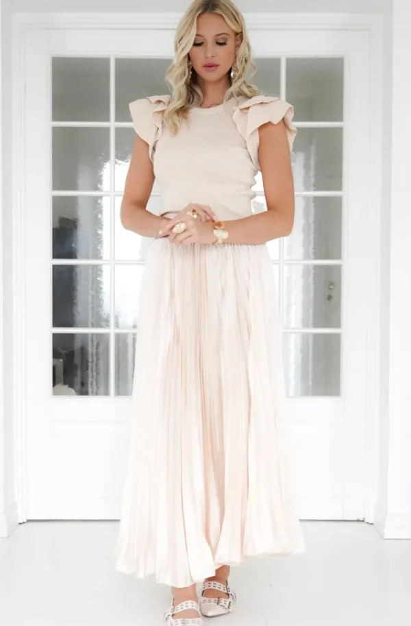 MIXED BRANDS - Elegant Maxi skirt pleated 24113 - Cream Online