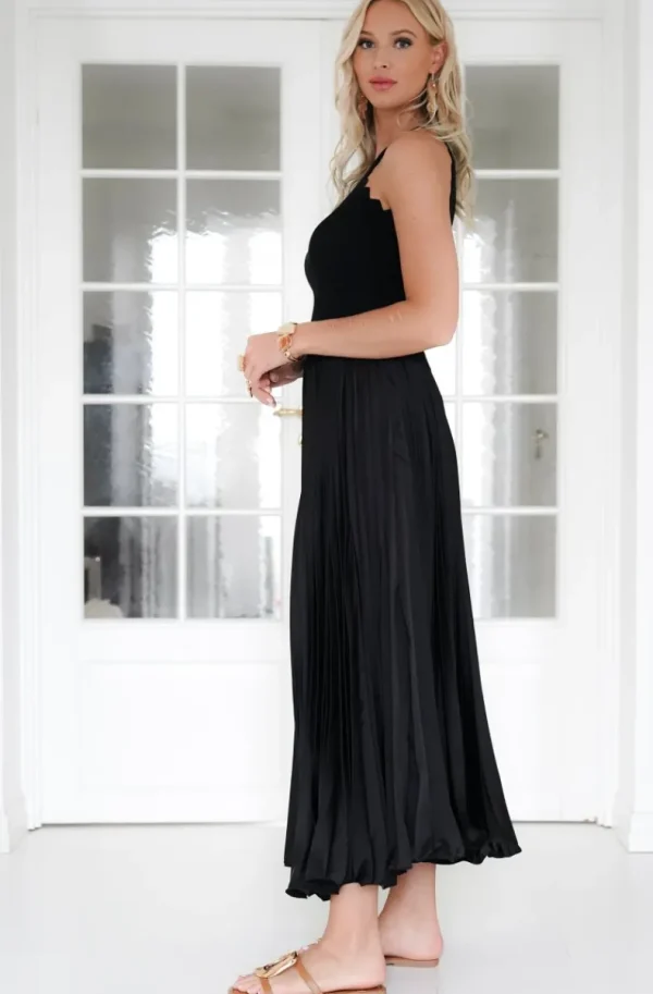 MIXED BRANDS - Elegant Maxi skirt pleated 24113 - Black New