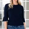 MIXED BRANDS - Elegant Pearl-accented knit sweater 3502 - Darkblue Sale