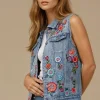 MIXED BRANDS - Embroidered jeans Vest DC417 - Blue Outlet