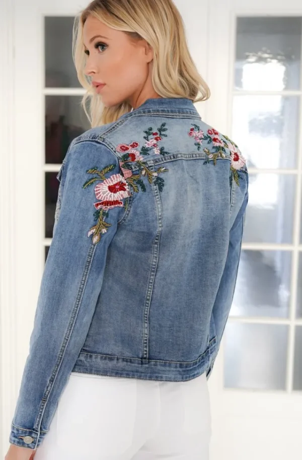 MIXED BRANDS - Embroidered Denim Jacket DC462 - Blue Online