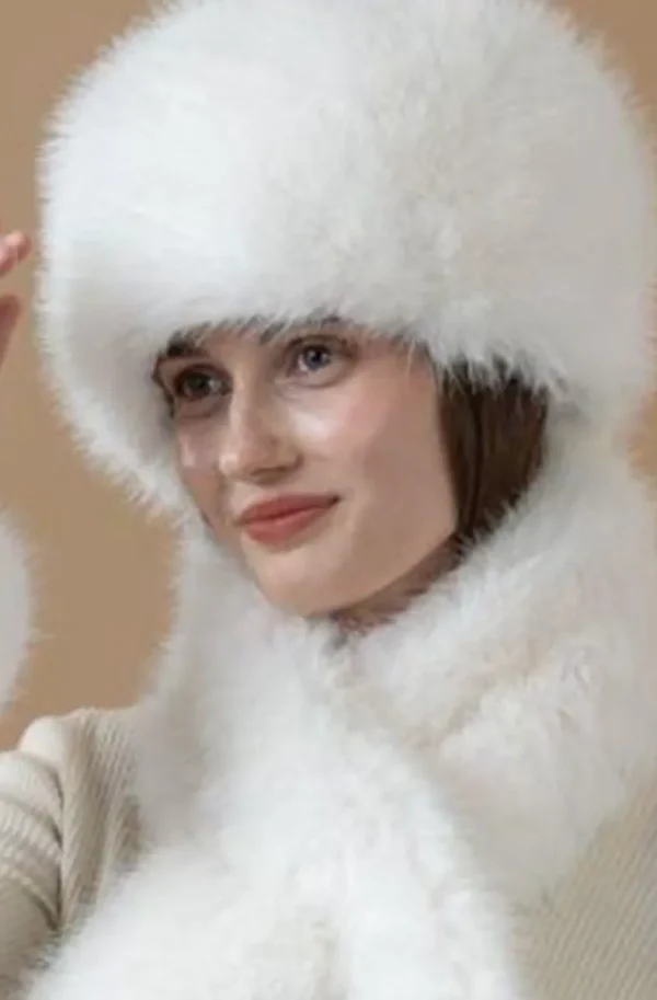 MIXED BRANDS - Fake fur Hat MZ05 - White Sale