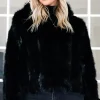 MIXED BRANDS - Faux Fur Jacket with hood M07 - Black New