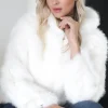 MIXED BRANDS - Faux Fur Jacket with hood M07 - White Clearance