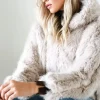 MIXED BRANDS - Faux Fur Jacket with hood M07 - Beige Clearance