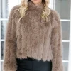 MIXED BRANDS - Faux fur short jacket 40818 - Taupe Discount