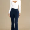 MIXED BRANDS - Flare pant with slit 7464 - Marine Fashion